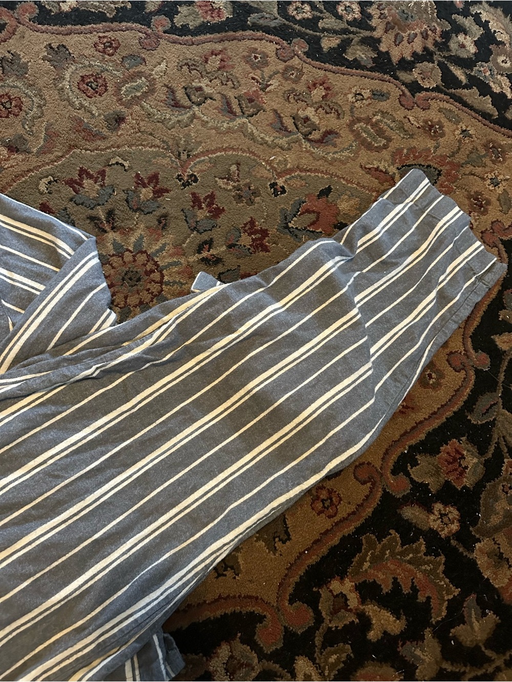 Garnet Hill 100% organic cotton Blue and Cream Striped Women's Pajama Set - Picture 8 of 10